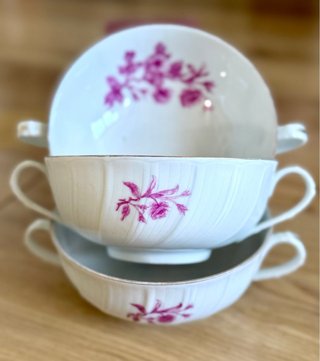 Limoges Bernardaud 3 tazas de consomé porcelana