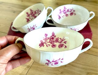 Limoges Bernardaud 3 tazas de consomé porcelana