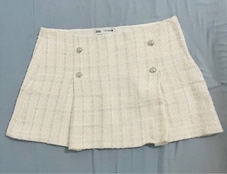 Falda Zara Plisada Blanca y Plateada