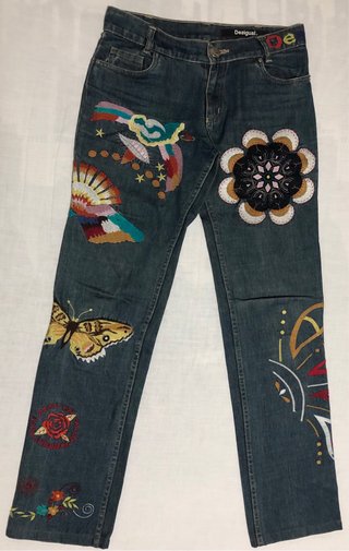 Pantalón Desigual Mujer Talla 36 Bordado
