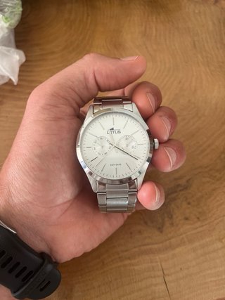 Reloj Lotus Day Date Plata y Blanco