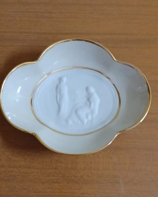 Piattino Limoges in porcellana con bordo oro