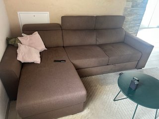 Divano letto angolare tessuto marrone