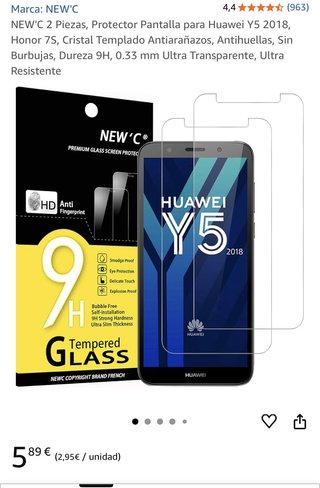 Funda y cristal protector para Huawery Y5
