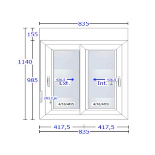Ventana PVC CORTIZO 83,5 x 114 NUEVA