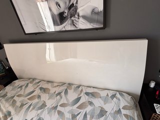 Cama Matrimonio Diseño Moderno Blanca lacado