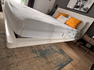 Cama Matrimonio Diseño Moderno Blanca lacado