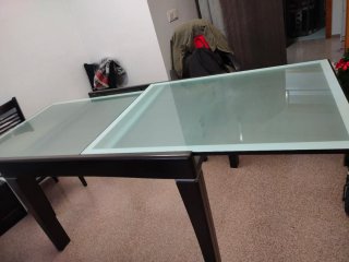 Mesa comedor cristal extensible con 6 sillas