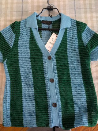 Chaqueta manga corta punto Zara Rayas Azul y Verde