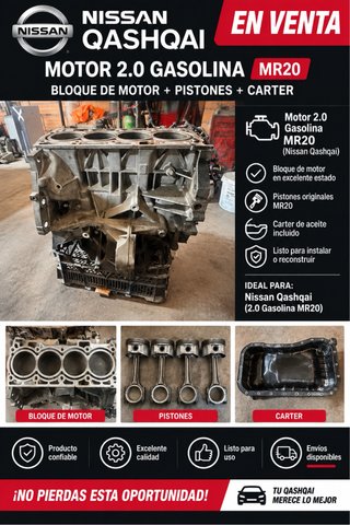 Motor Nissan Qashqai 2.0 Gasolina MR20