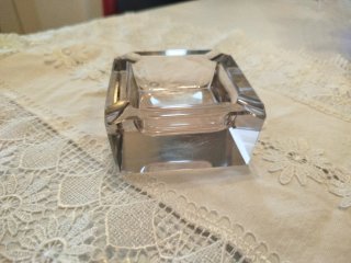 Cenicero cristal vintage emplomado cuadrado