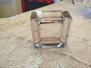 Cenicero cristal vintage emplomado cuadrado