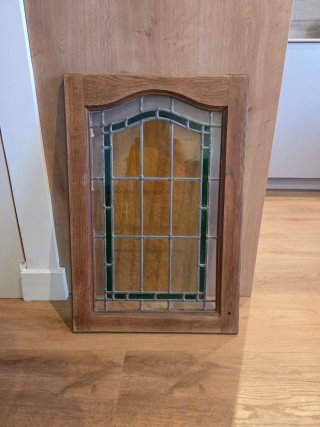 Puerta Madera con Vitral Decorativo