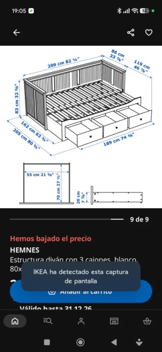 Estructura Diván Ikea Hemnes Blanco(sofa-cama)
