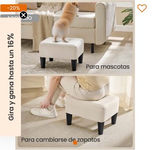 Taburete SONGMICS terciopelo Beige/Negro