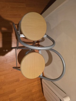 2 Banquetas Plegables Madera y Metal