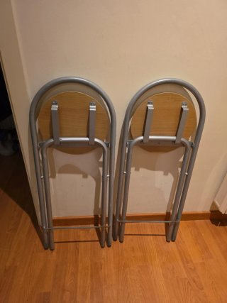 2 Banquetas Plegables Madera y Metal