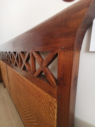 Cabecero Teca y Rafia 180cm