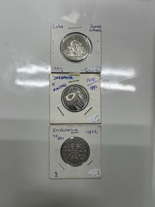 Colección de monedas: Cuba, Jordania, Indonesia