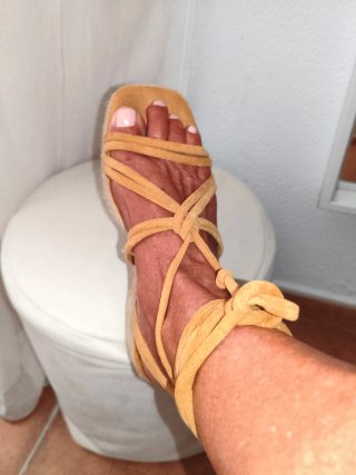 Sandalias esparto cuña beige/amarillas