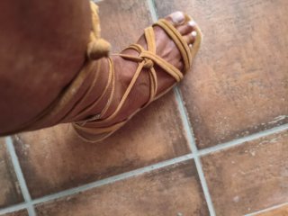 Sandalias esparto cuña beige/amarillas