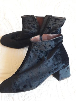 Botines Hispanitas Terciopelo Negro Talla 38