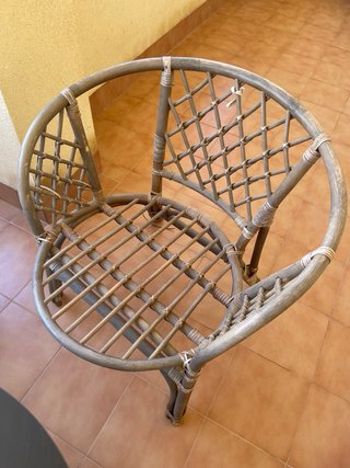 Conjunto terraza ratán y madera