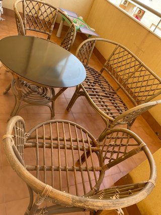 Conjunto terraza ratán y madera