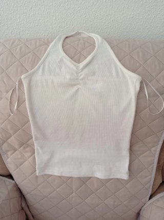 Pack de Tops blanco,morado halter fruncido