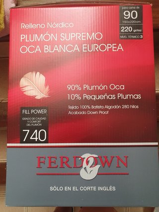 Edredón plumón oca blanca europea 90