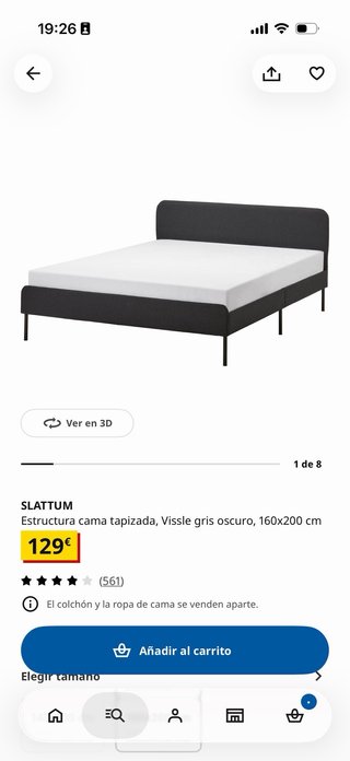Estructura Cama Ikea Gris 140x200