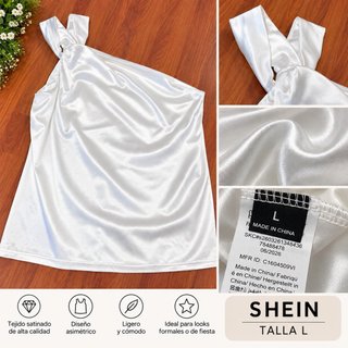 Blusa satinada SHEIN blanca talla L
