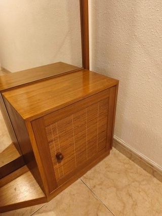 Armario recibidor espejo mueble madera de persiana