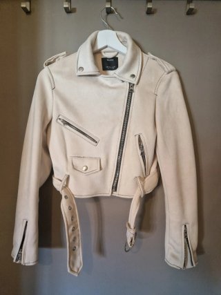 Cazadora Biker Ante Beige Bershka beige