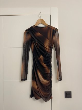 Vestido Zara Malla Marrón Negro