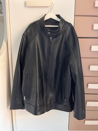 Chaqueta Cuero Hombre Mango Negra