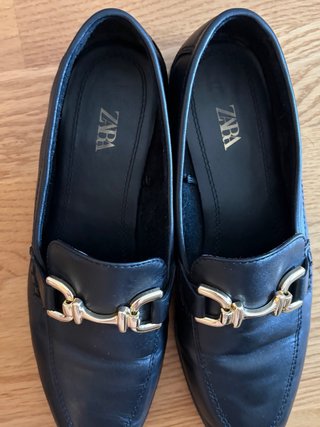 Mocasines Zara Hebilla Dorada de piel