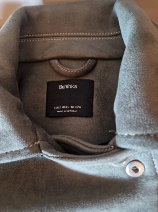 Cazadora Biker Verde Bershka Talla S