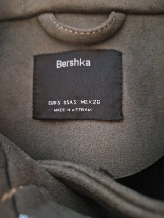 Cazadora Biker Verde Bershka Talla S