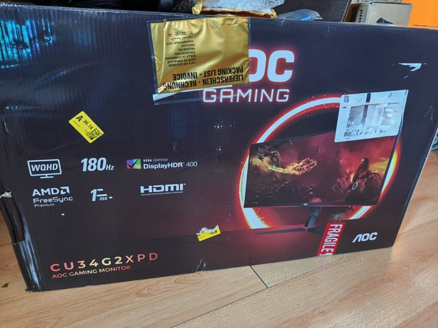 Monitor Gaming AOC 34" UltraWide 180Hz QHD 2K Curv