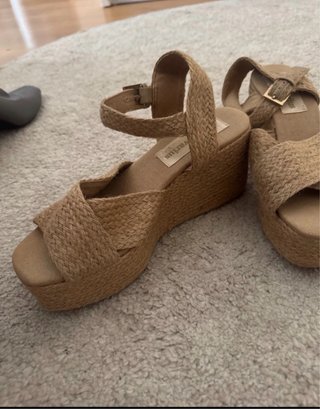 Sandalias cuña esparto beige