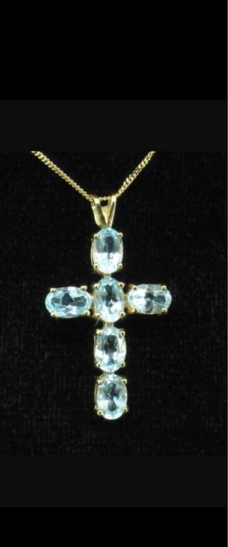 Cruz Plata 925 con Topacios Azules