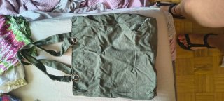 Bolso de tela verde caqui estilo casual