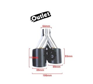 PK COLA ESCAPE SALIDA DOBLE UNIVERSAL 2x 89MM ACERO INOX NEG