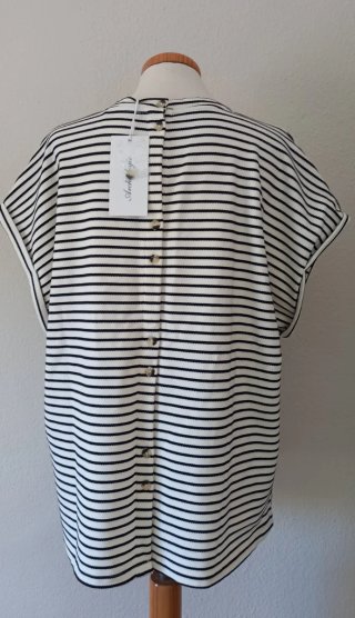 Camiseta Rayas Horizontales Negra y Beige