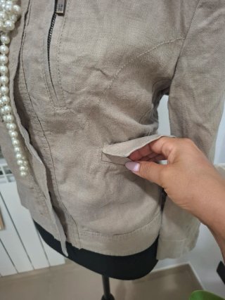 Blazer vintage Seventy 100% Lino Beige Donna M