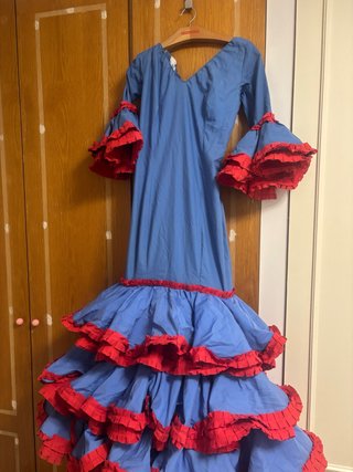 Traje de Flamenca Azul y Rojo
