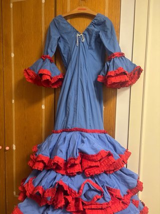 Traje de Flamenca Azul y Rojo