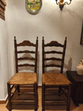2 Sillas Rústicas Madera Enea