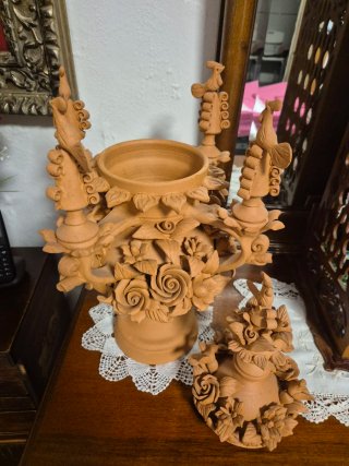 Botijo de novia barro rameado tradicional